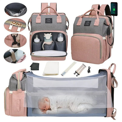 Vyno Nomade™ – Sac à Langer Bébé 3-en-1 avec Lit Pliable, USB & Isotherme