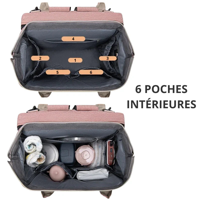 Vyno Nomade™ – Sac à Langer Bébé 3-en-1 avec Lit Pliable, USB & Isotherme
